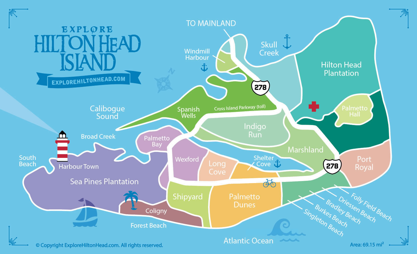 Hilton head beach map